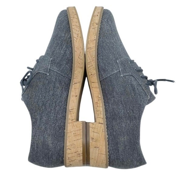 14th & Union Gray Linen Canvas Cork Oxford Lace-Up Loafer Shoe Women's Size 8.5 - Picture 10 of 15